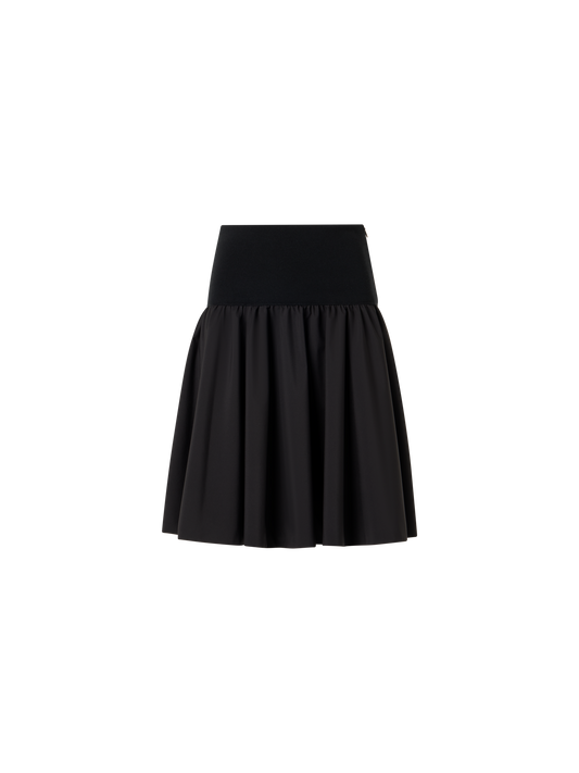 Designer Ausgestellter Minirock aus Mixed-Media - Schwarz