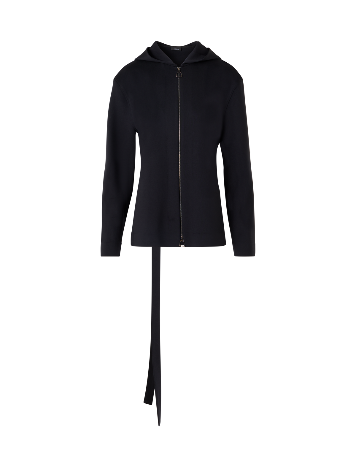 Designer Kapuzenjacke aus leichtem Neopren mit offenem Rücken - Schwarz