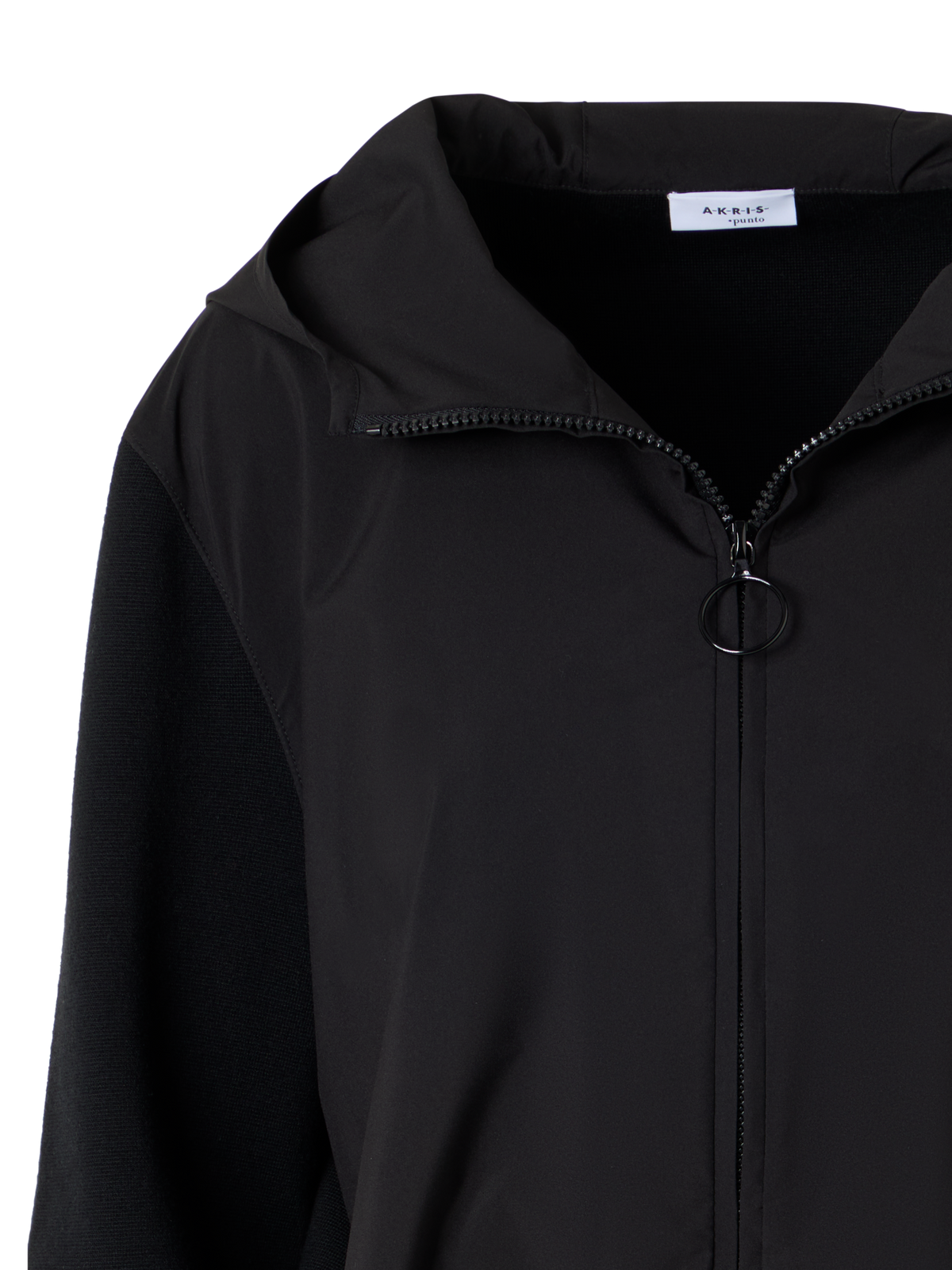 Designer Langärmelige Strickjacke aus Mixed-Media - Schwarz