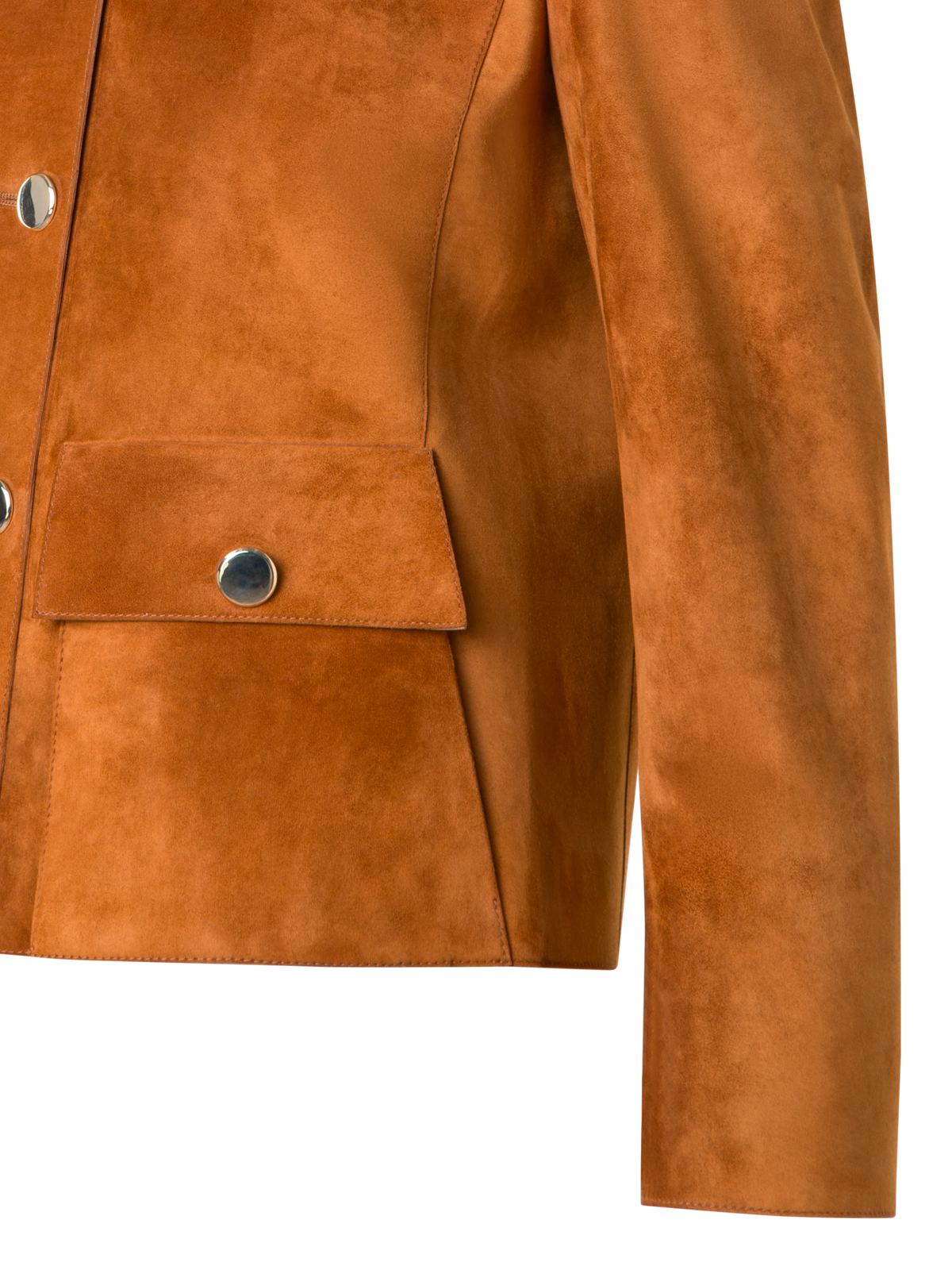 Designer Wildlederjacke mit goldenen Knöpfen - Braun
