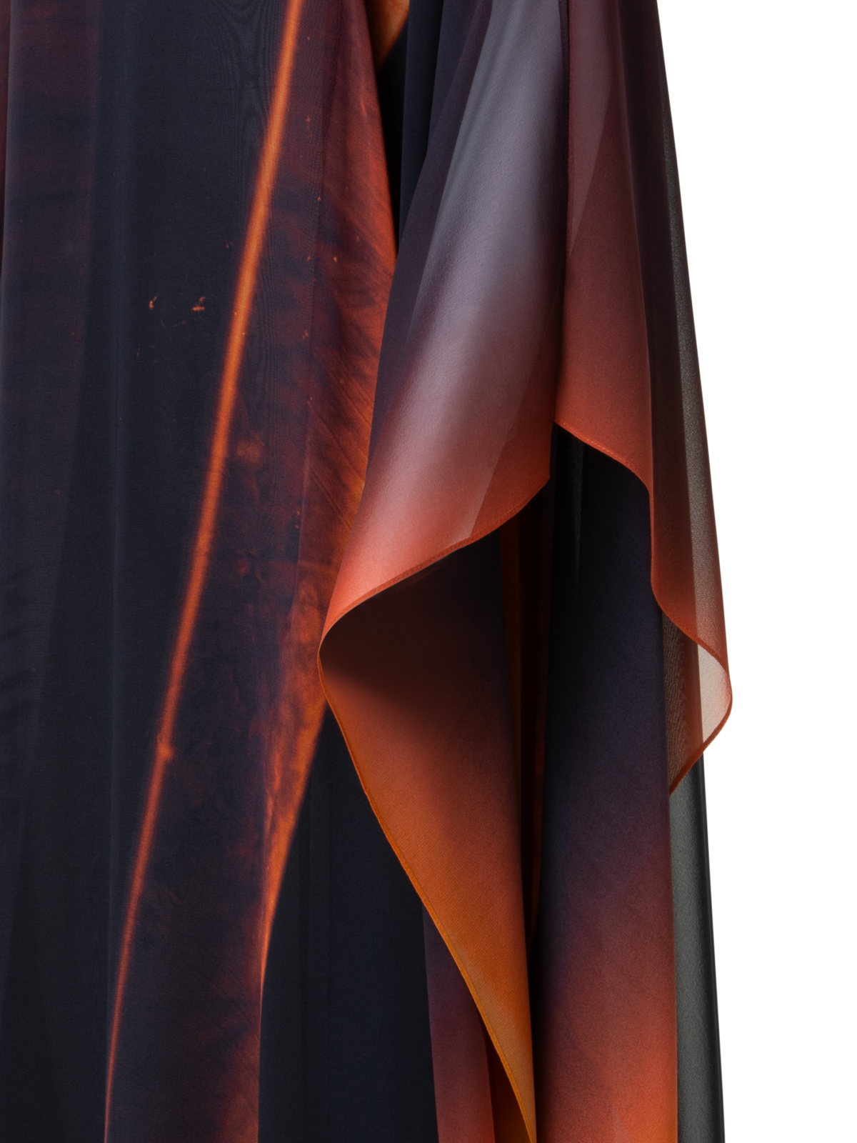 Designer Kaftan-Seidenkleid mit Tube Druck - Braun - Bunt - Orange