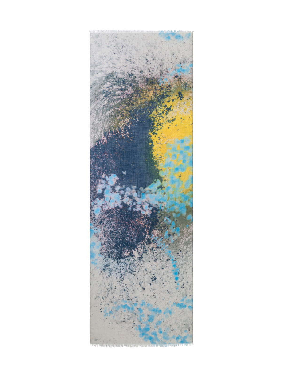 Designer Kaschmirseidenschal mit Waterlilly-Druck - Bunt