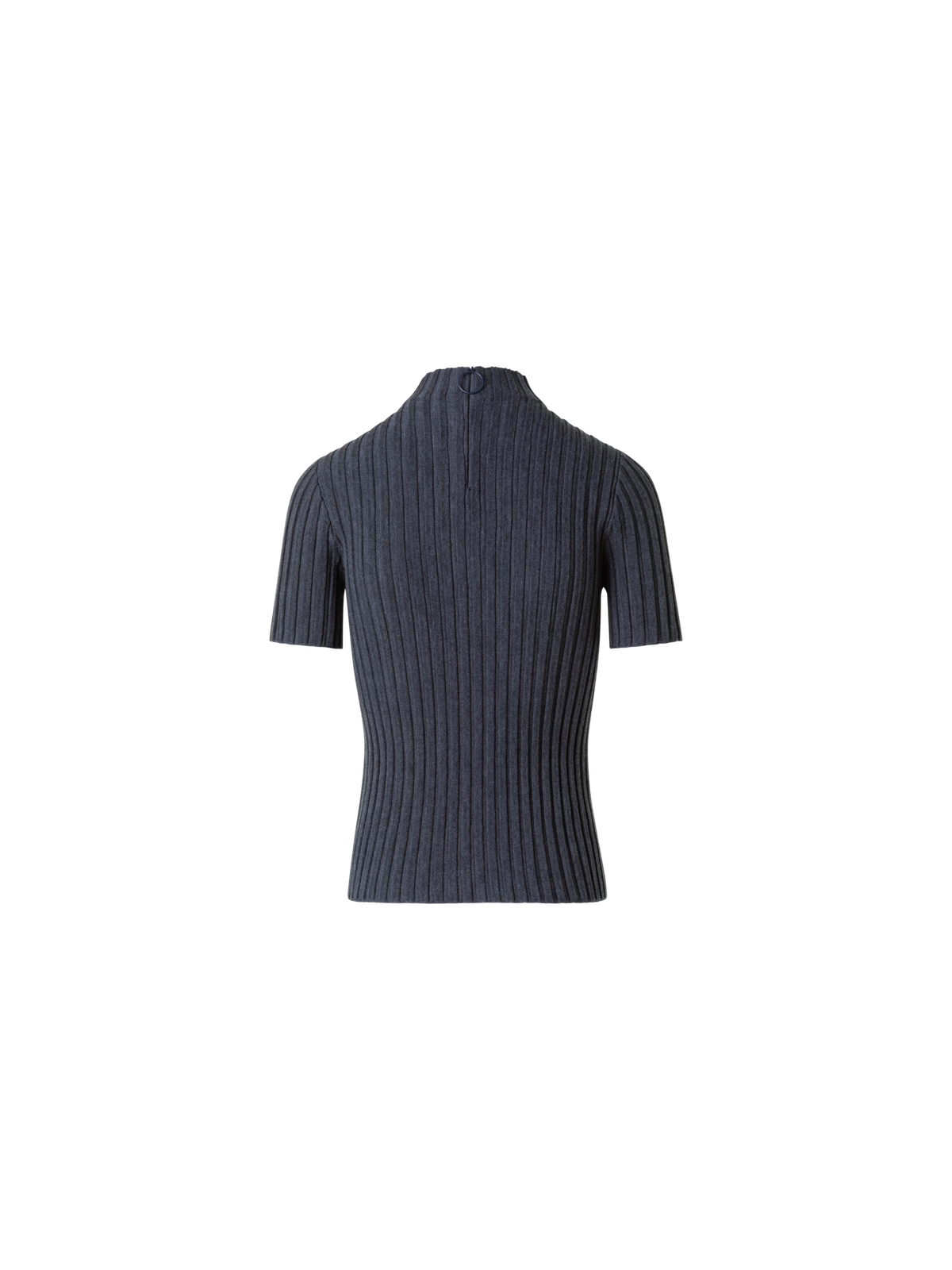 Designer Enges Merino Ripp Mock Neck Stricktop - Grau