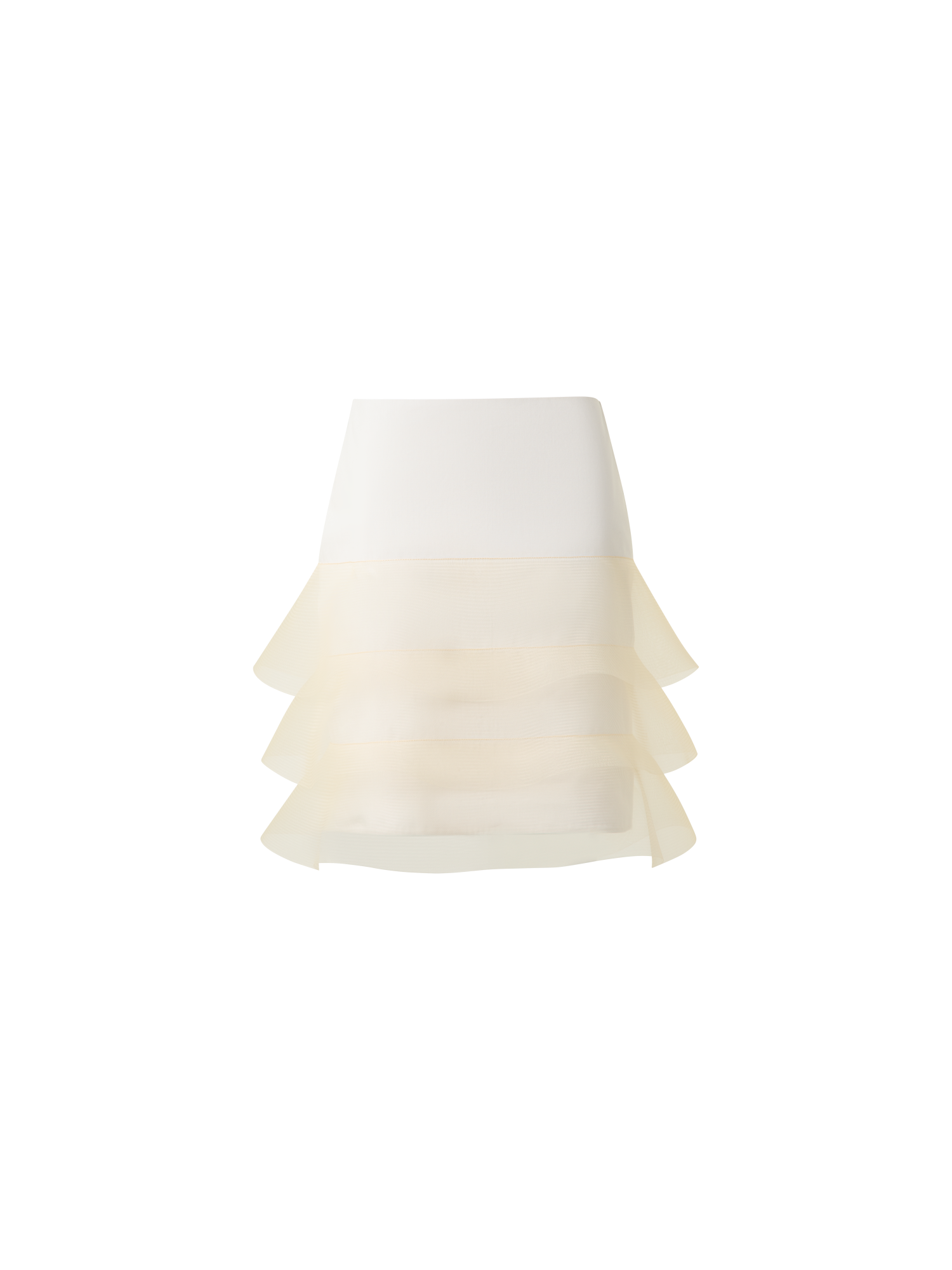 Designer Kurzer Bleistiftrock mit Tüll-Wellen - Ecru - Weiss