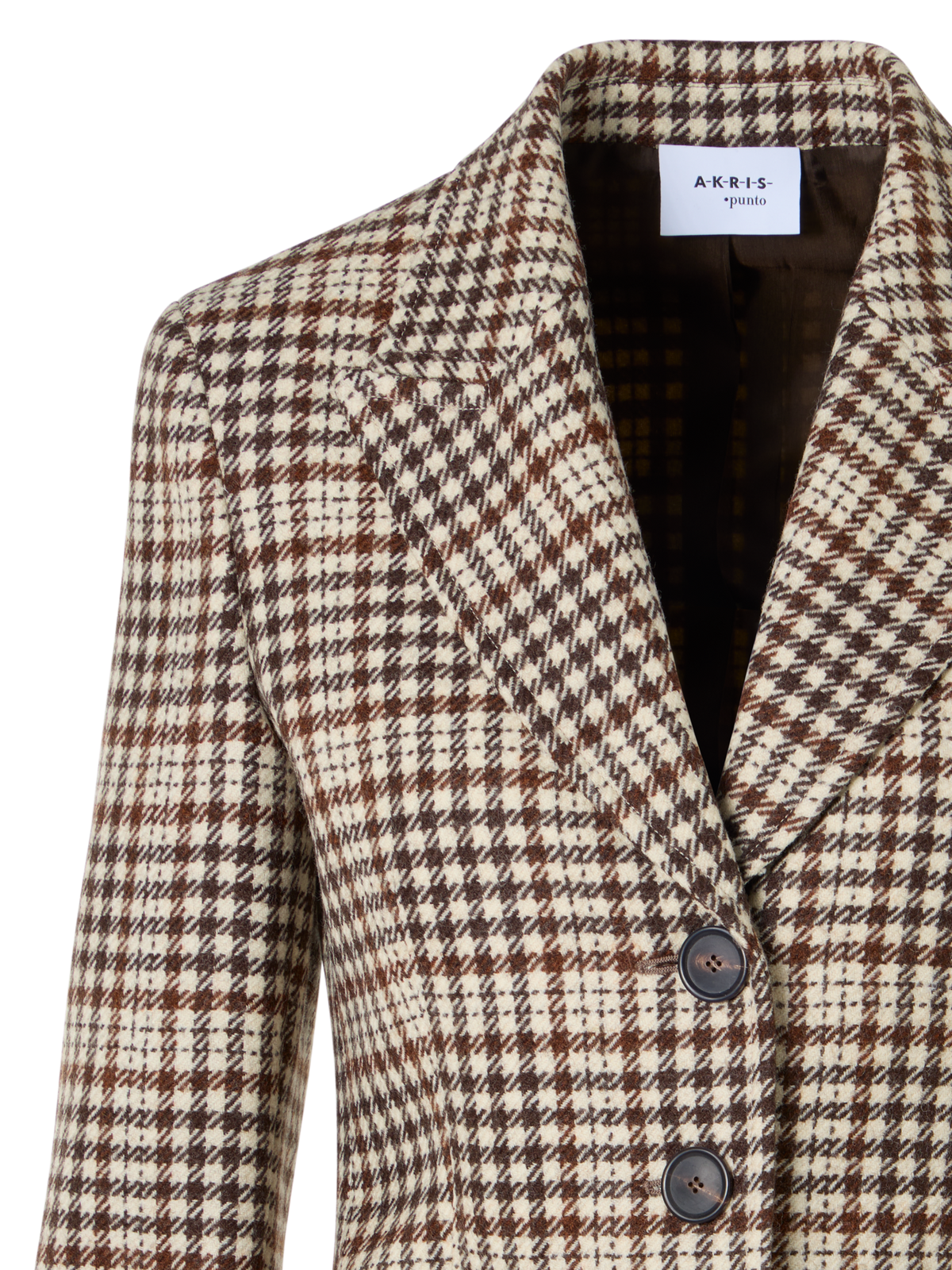 Designer Taillierte Jacke aus kariertem Tweed - Bunt - Braun