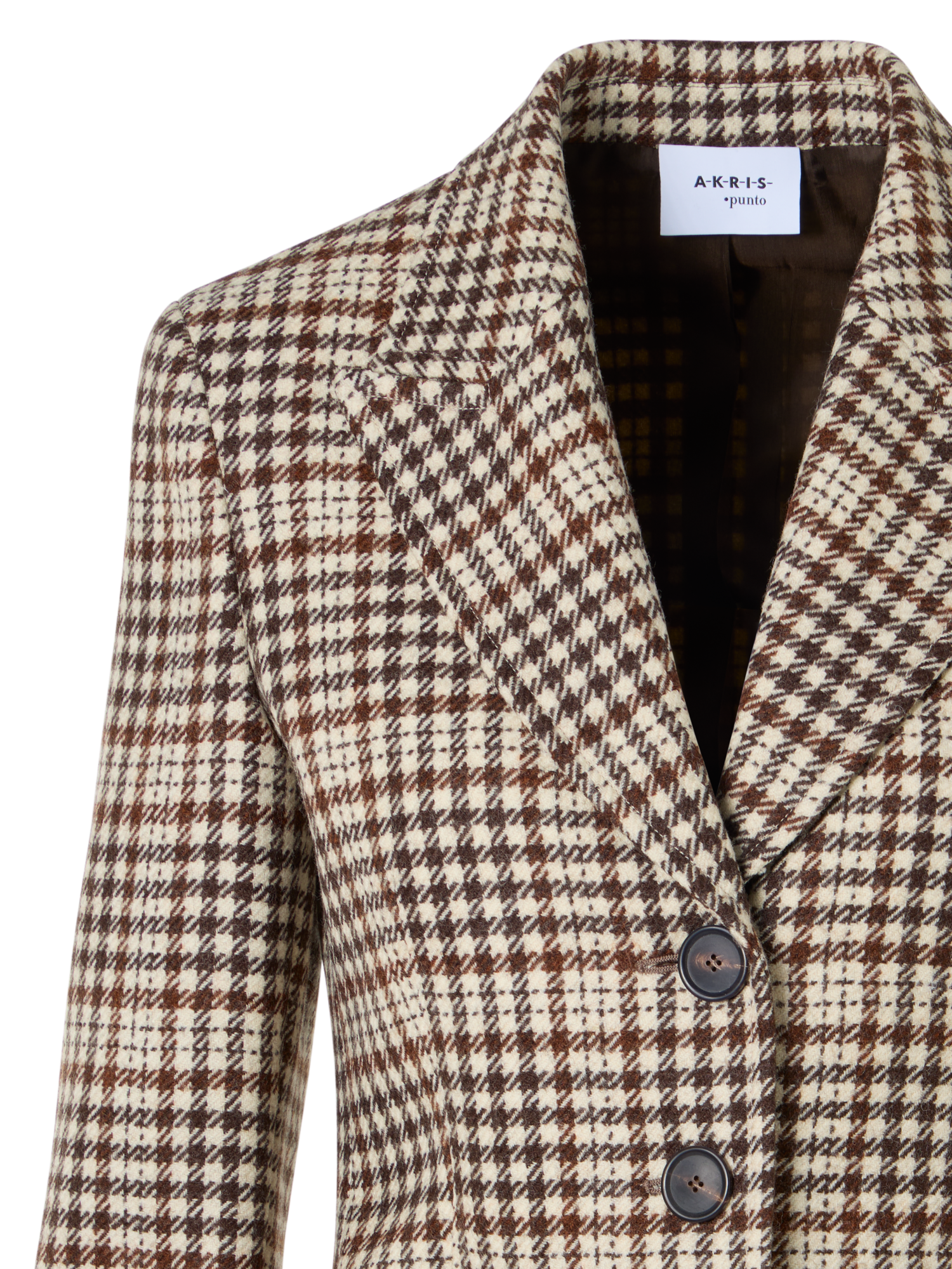 Designer Taillierte Jacke aus kariertem Tweed - Bunt - Braun