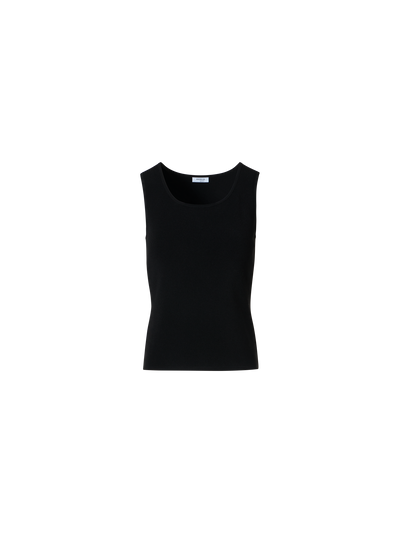 Designer Tailliertes Tanktop aus Viskosemischung-Strick - Schwarz