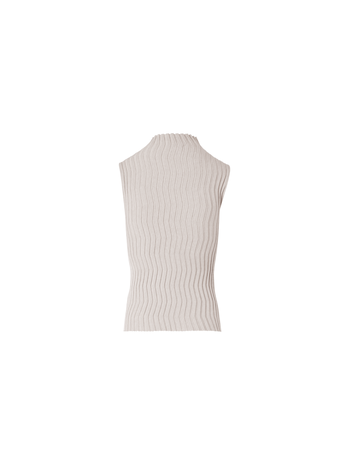 Designer Tailliertes Seidenstrick-Top mit Stehkragen - Beige