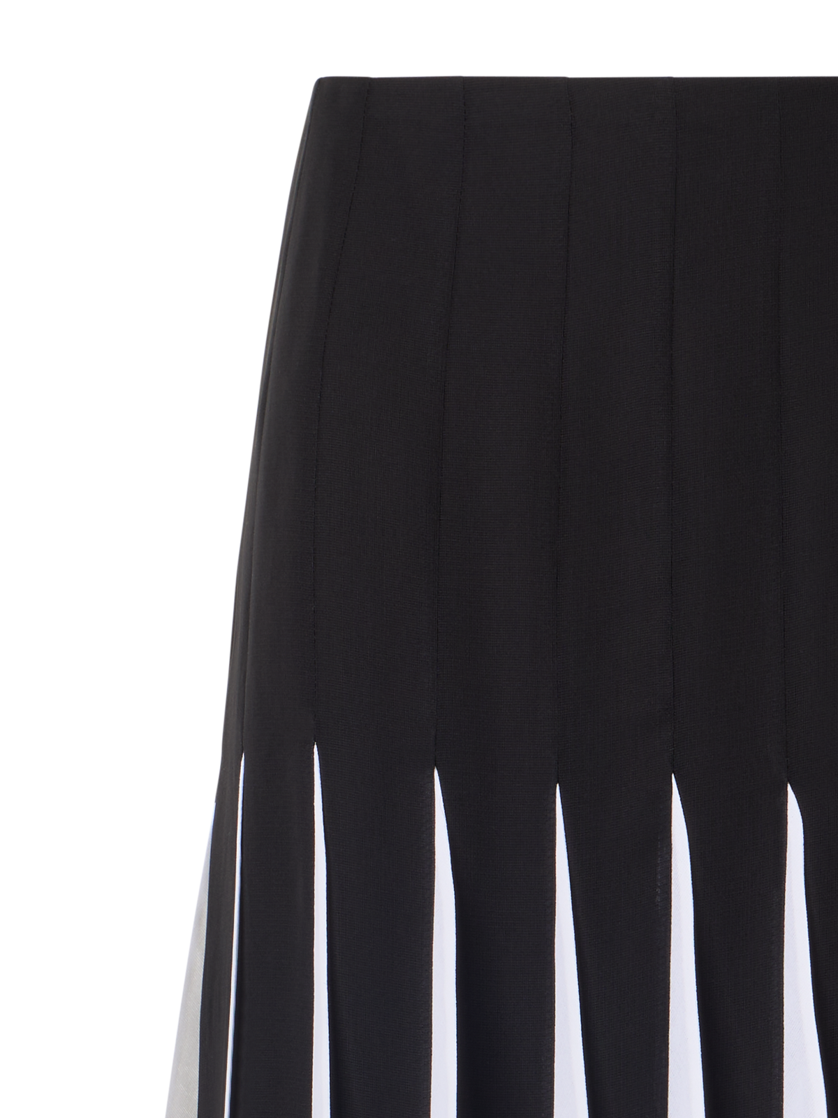 Designer Midirock aus Seide mit High-Plains-Einsätzen - Schwarz