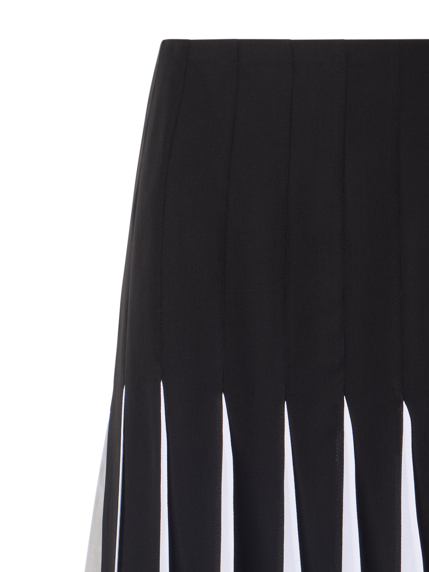 Designer Midirock aus Seide mit High-Plains-Einsätzen - Schwarz