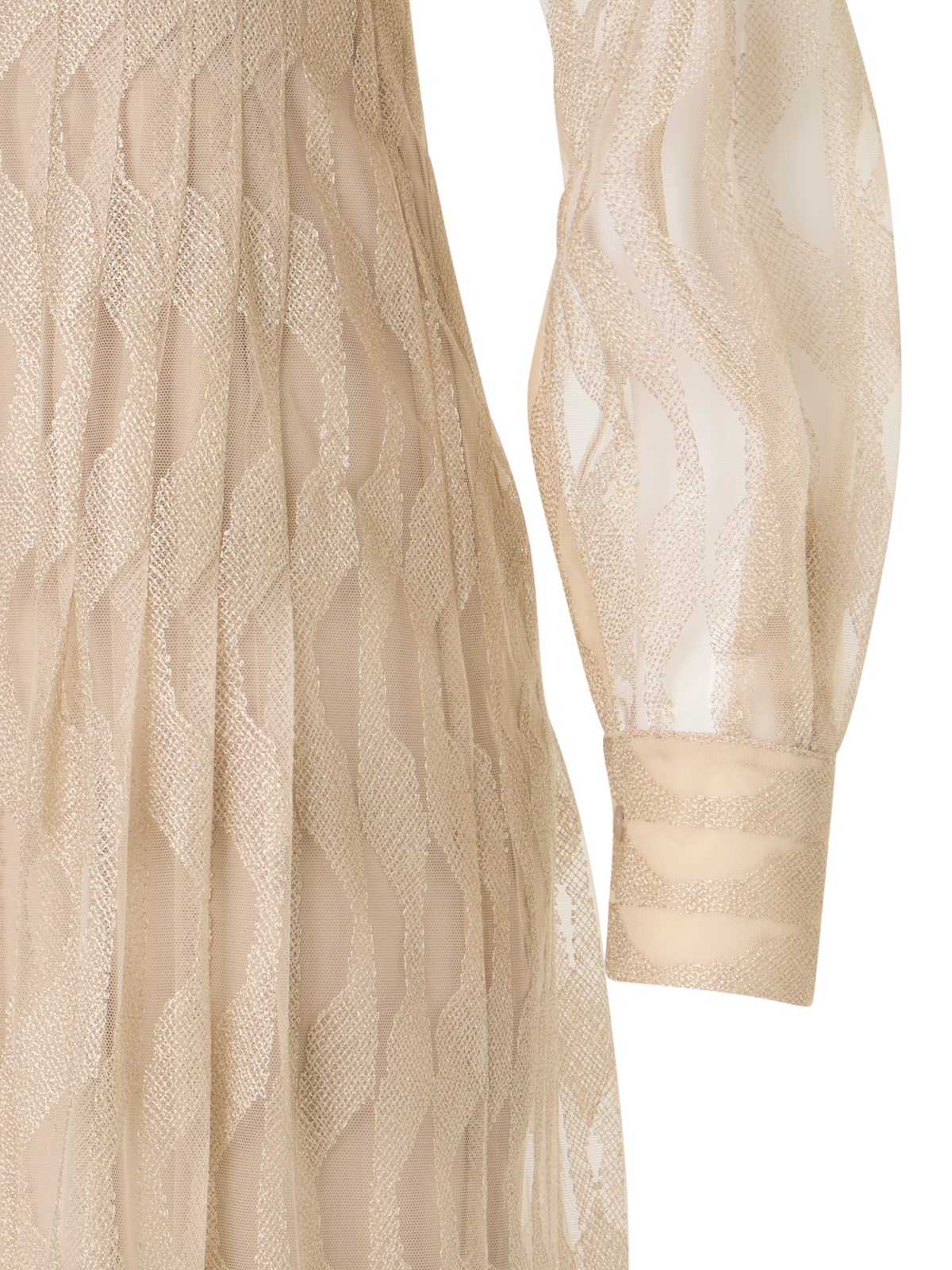 Designer High Plains Stickerei auf Tüll Midi-Hemdblusenkleid - Beige