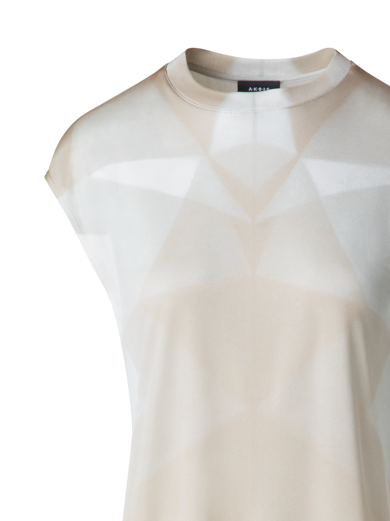 Designer Seiden-T-Shirt mit Chiaroscuro Druck - Bunt - Beige