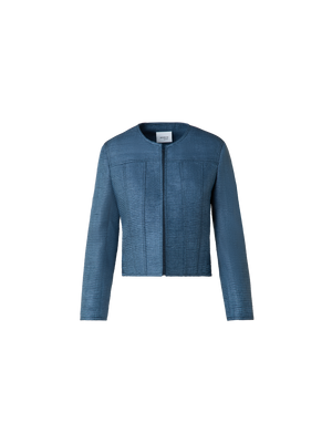Designer Kurze Jacke aus indischer Seide Ottoman - Blau