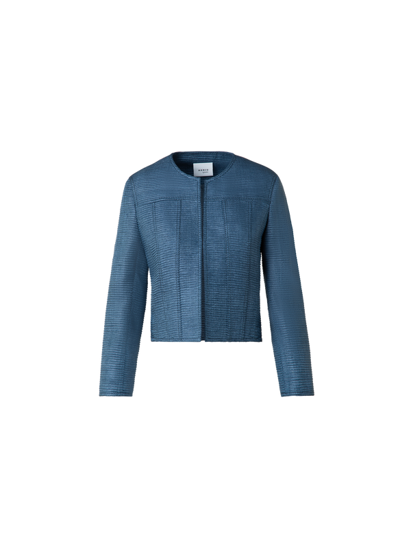 Designer Kurze Jacke aus indischer Seide Ottoman - Blau