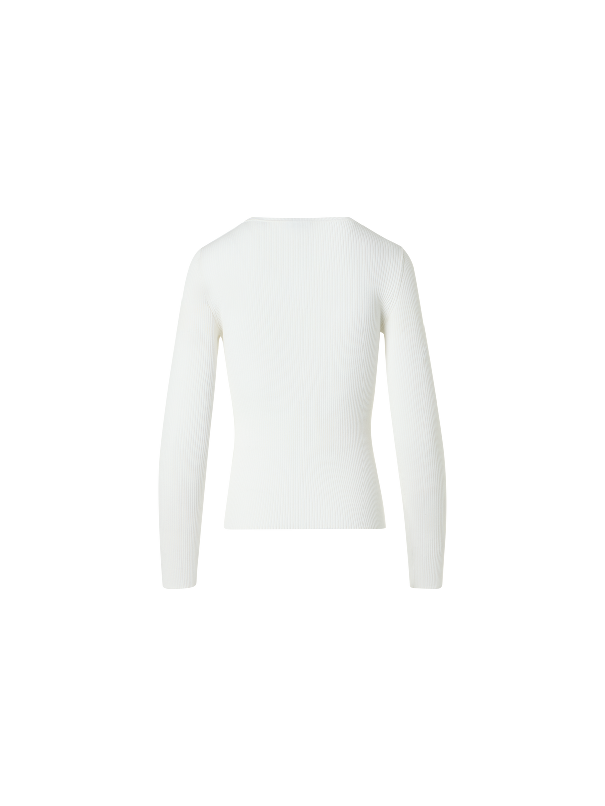 Designer Taillierter gerippter Baumwoll-Henley-Pullover - Weiss