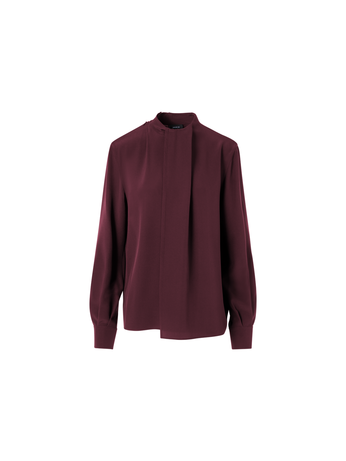 Designer Seidenbluse mit asymmetrischem Überwurf-Panel - Rot