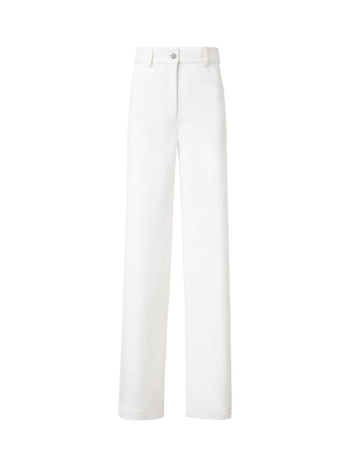 Designer Weite Hose aus Baumwoll-Denim-Stretch - Ecru - Weiss