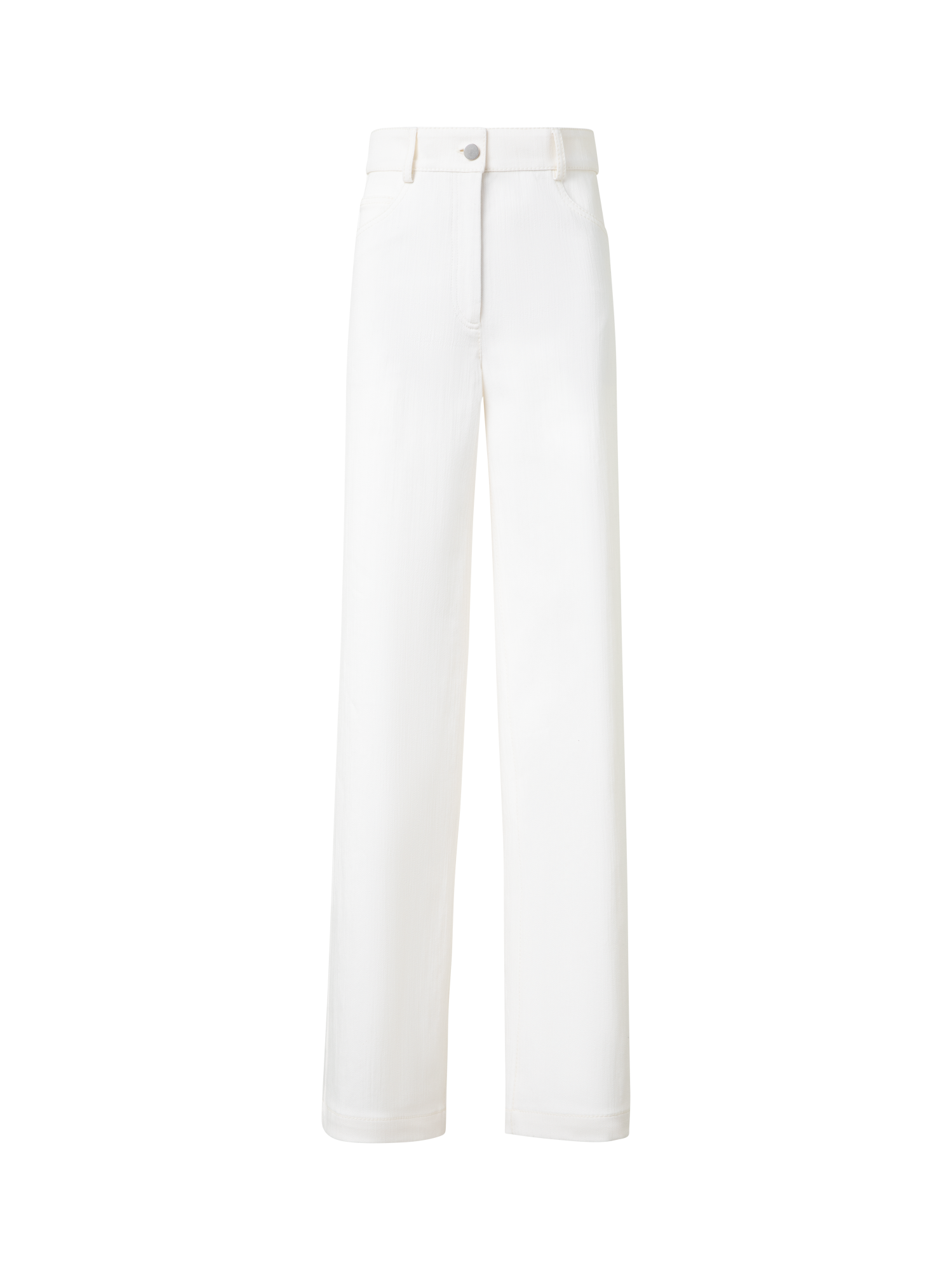 Designer Weite Hose aus Baumwoll-Denim-Stretch - Ecru - Weiss