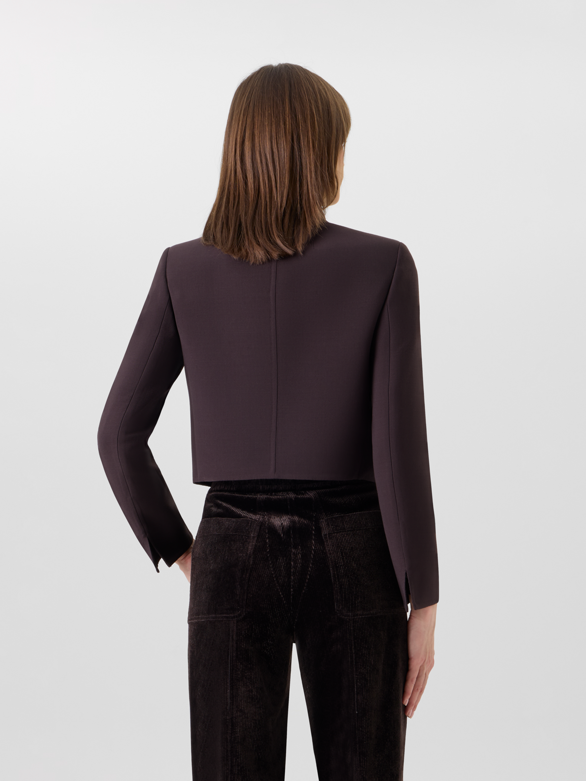 Designer Kurze Woll-Double-Face Jacke mit Goldknöpfen - Braun 