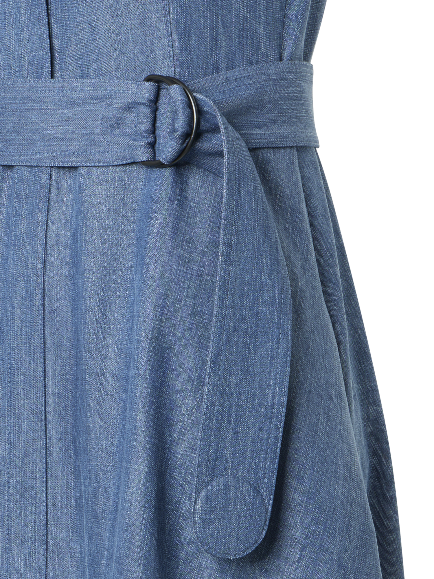 Designer Denim-Hemdblusenkleid mit Ösen-Guipure - Blau