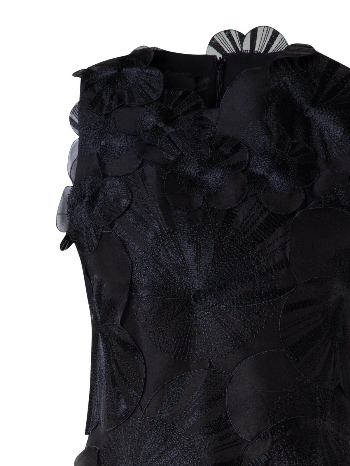 Designer Kurzes Etuikleid mit Poppy-Blumen - Schwarz