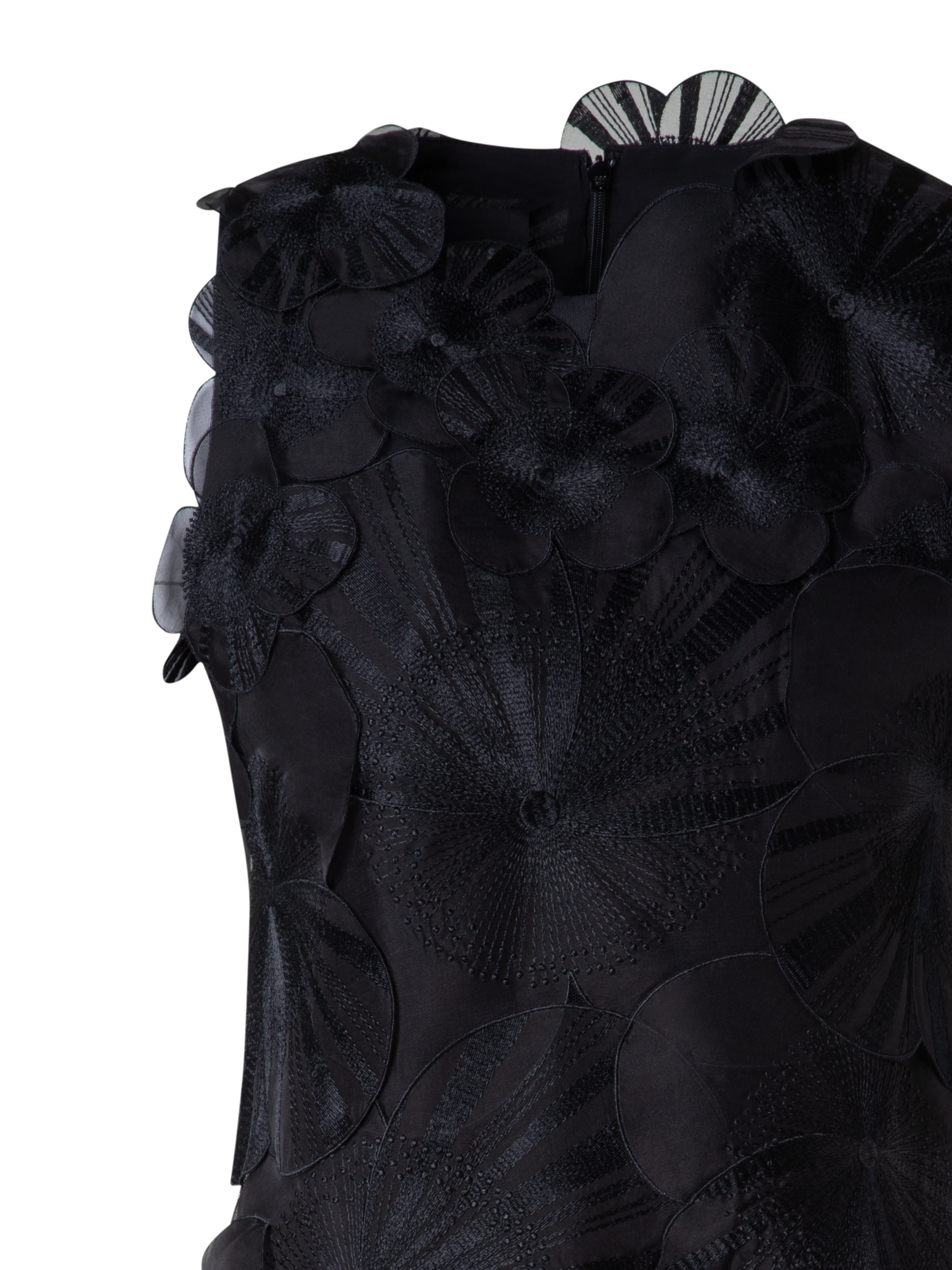 Designer Kurzes Etuikleid mit Poppy-Blumen - Schwarz