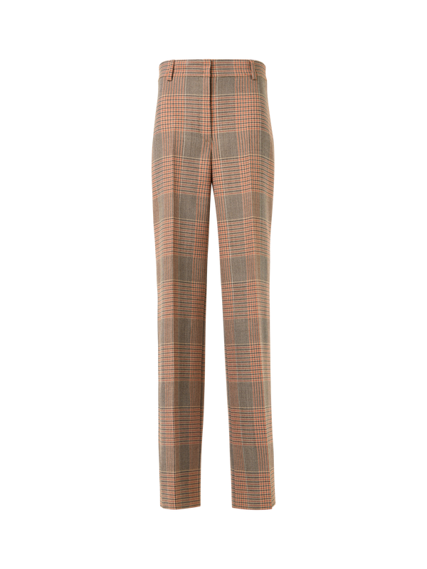 Designer Chiaro Wide-Leg Hose aus Glencheck auf schwerem Woll-Twill - Bunt