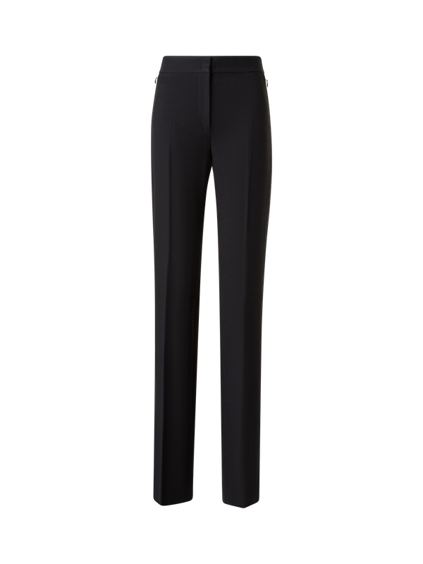 Designer Gerade Hose aus Leinen - Schwarz