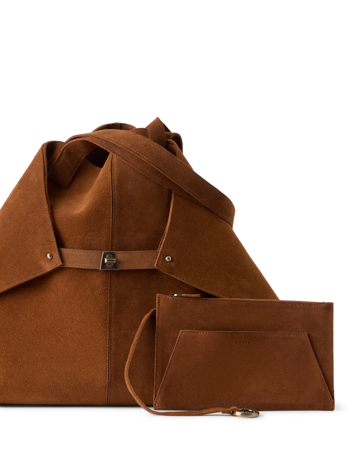 Designer Ai XL Schultertasche aus Veloursleder - Braun