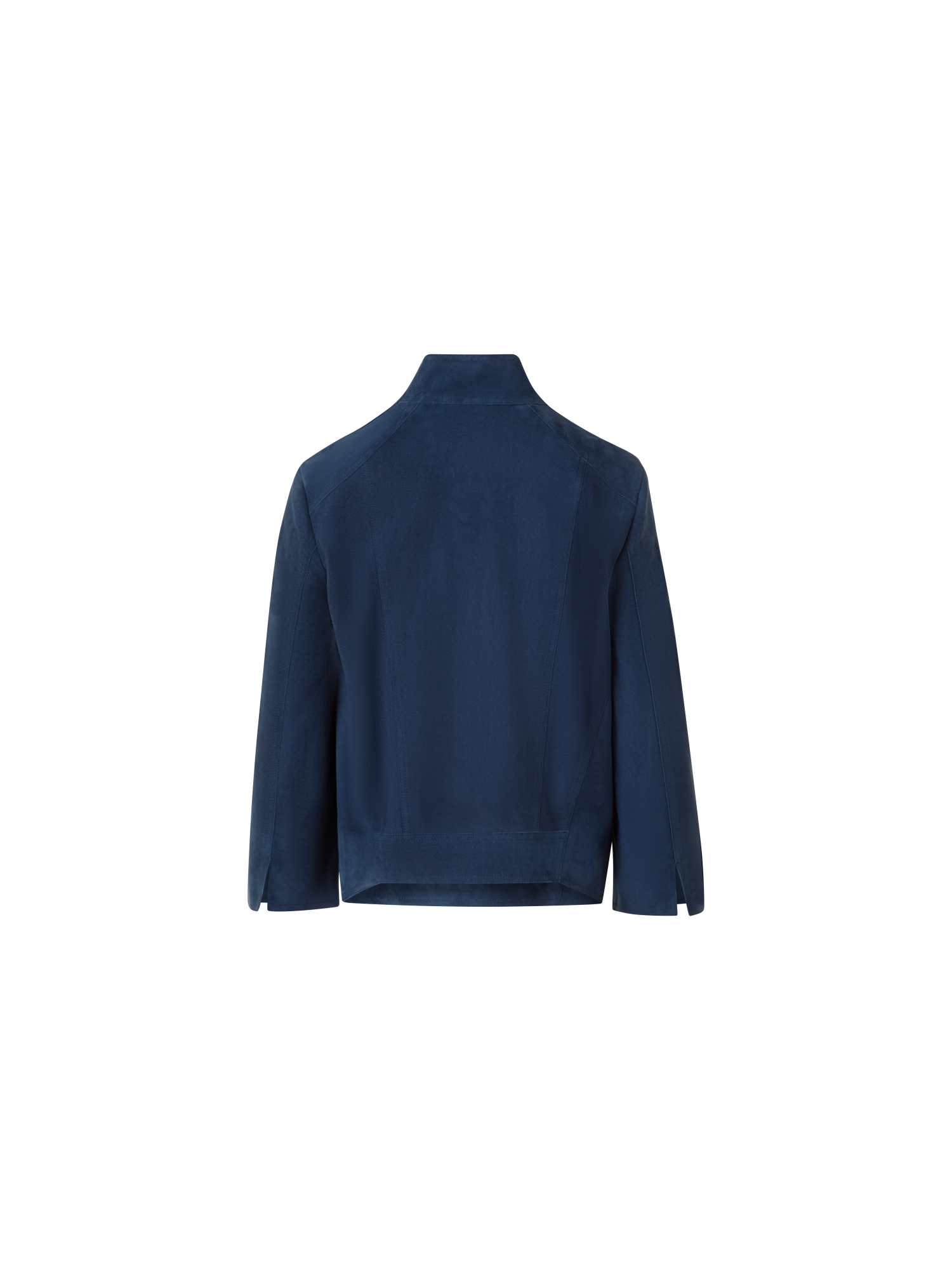 Designer Kurze Wildlederjacke mit V-Ausschnitt - Dunkelblau - Blau