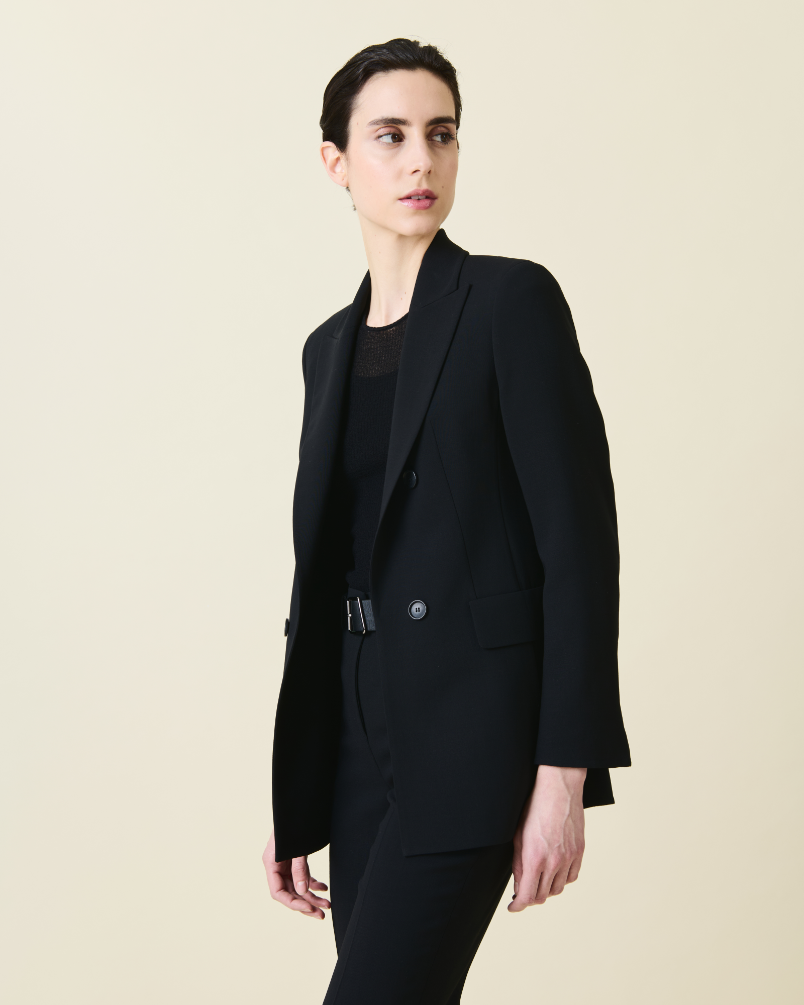 Designer Bootcut Hose aus Woll-Doubleface - Schwarz 