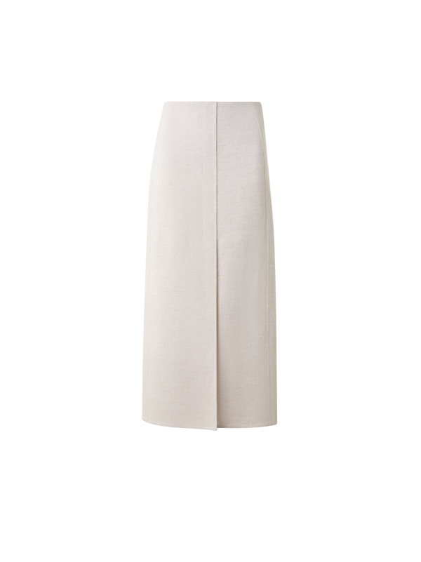 Designer Midirock aus Leinen Doubleface - Grau - Beige