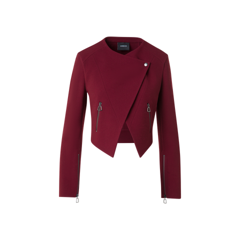 Asymmetrical Cropped Jacket in Wool Double-Face