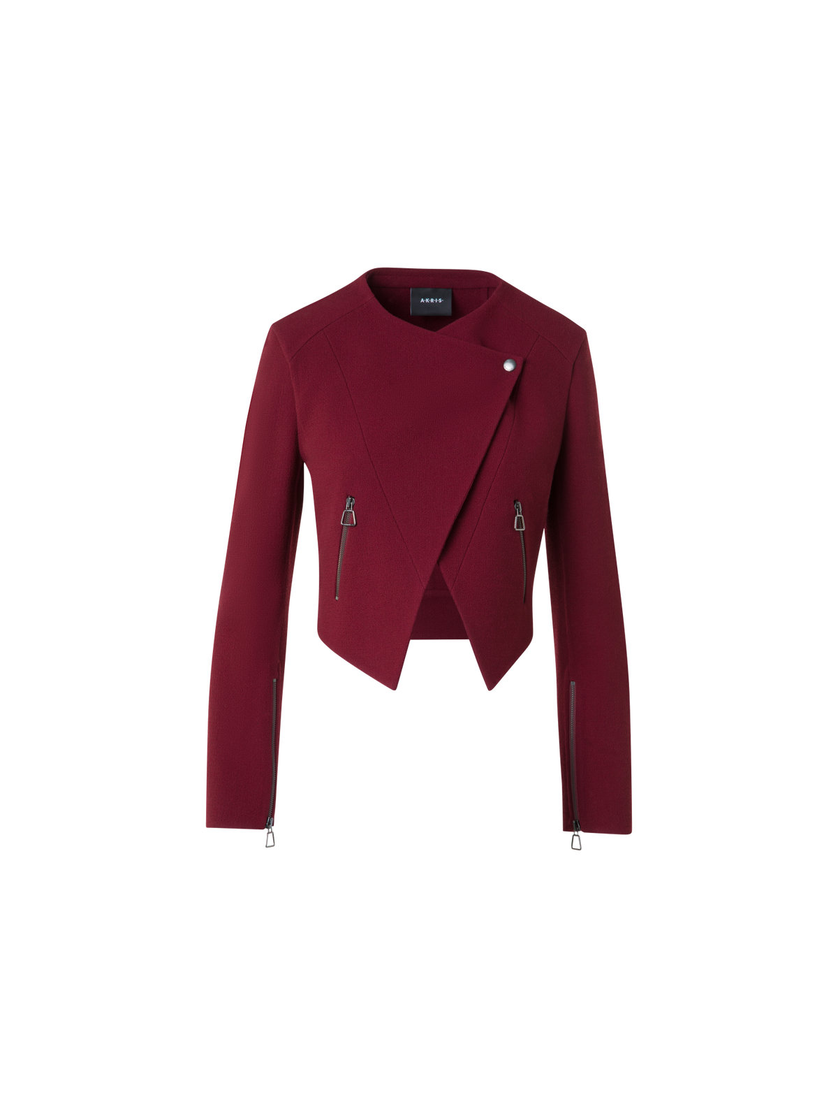 Designer Asymmetrische Kurzjacke aus Wolle Doubleface - Rot