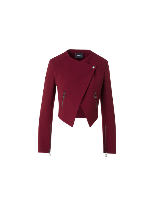 Designer Asymmetrische Kurzjacke aus Wolle Doubleface - Rot