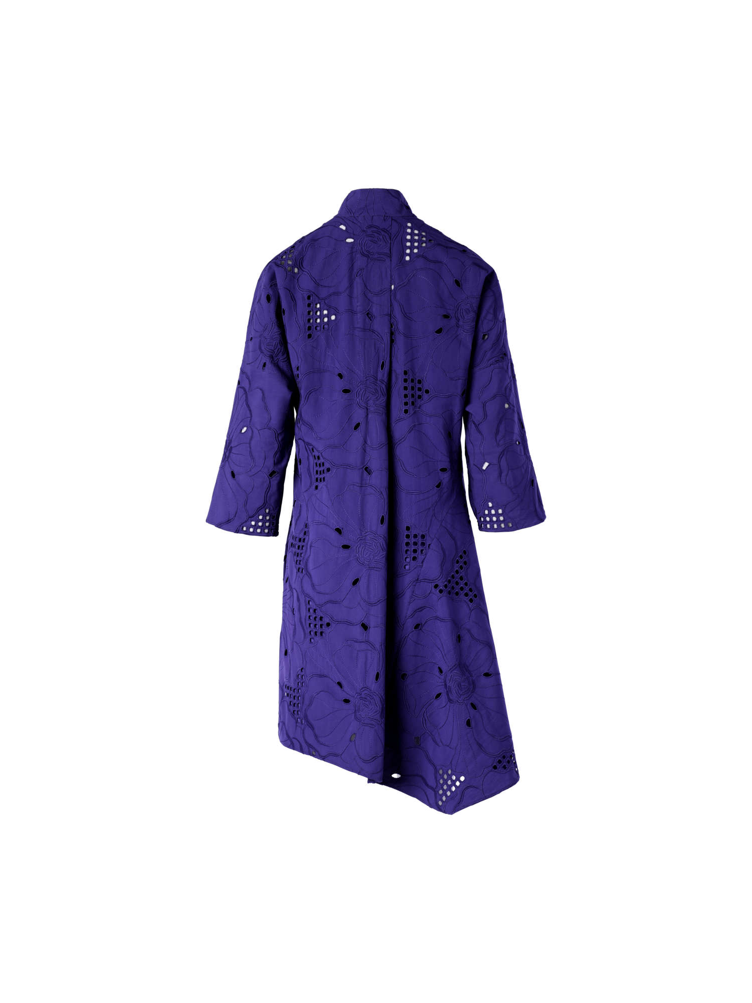 Designer Zipfelkleid mit Blumen-Lochstickerei - Violett