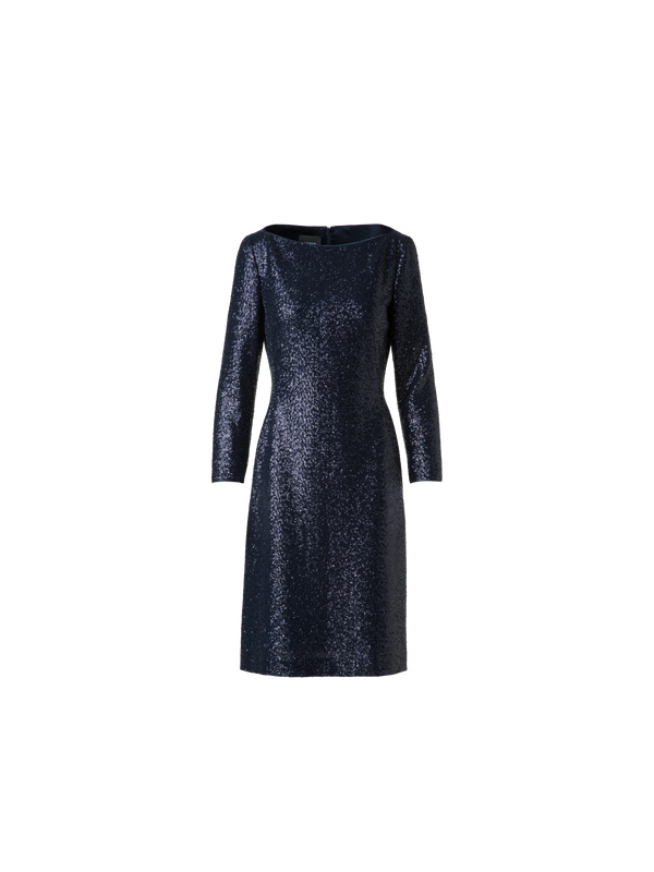 Designer Pailletten-Etuikleid in A-Linie - Dunkelblau - Blau