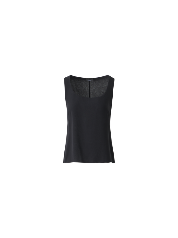 Designer Ärmellose Seidenbluse - Schwarz