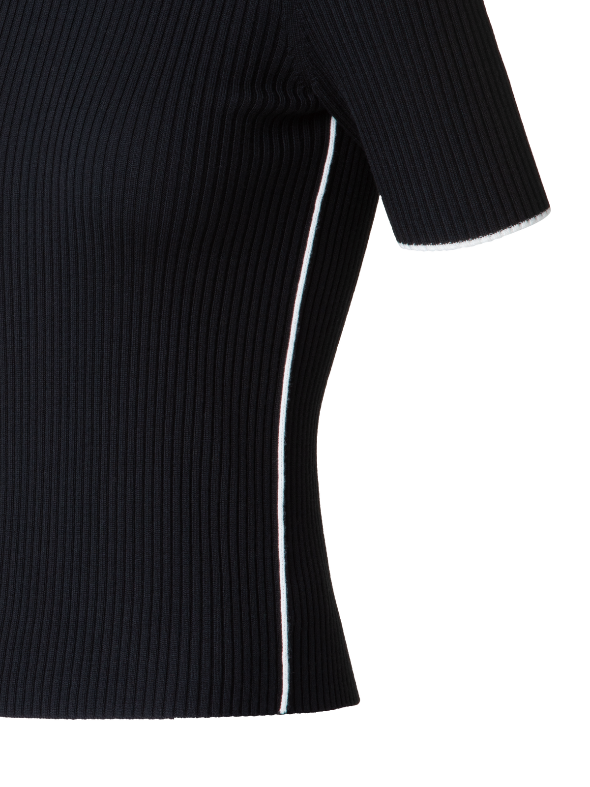 Designer Kurzarmpullover aus Virgin Wool - Schwarz