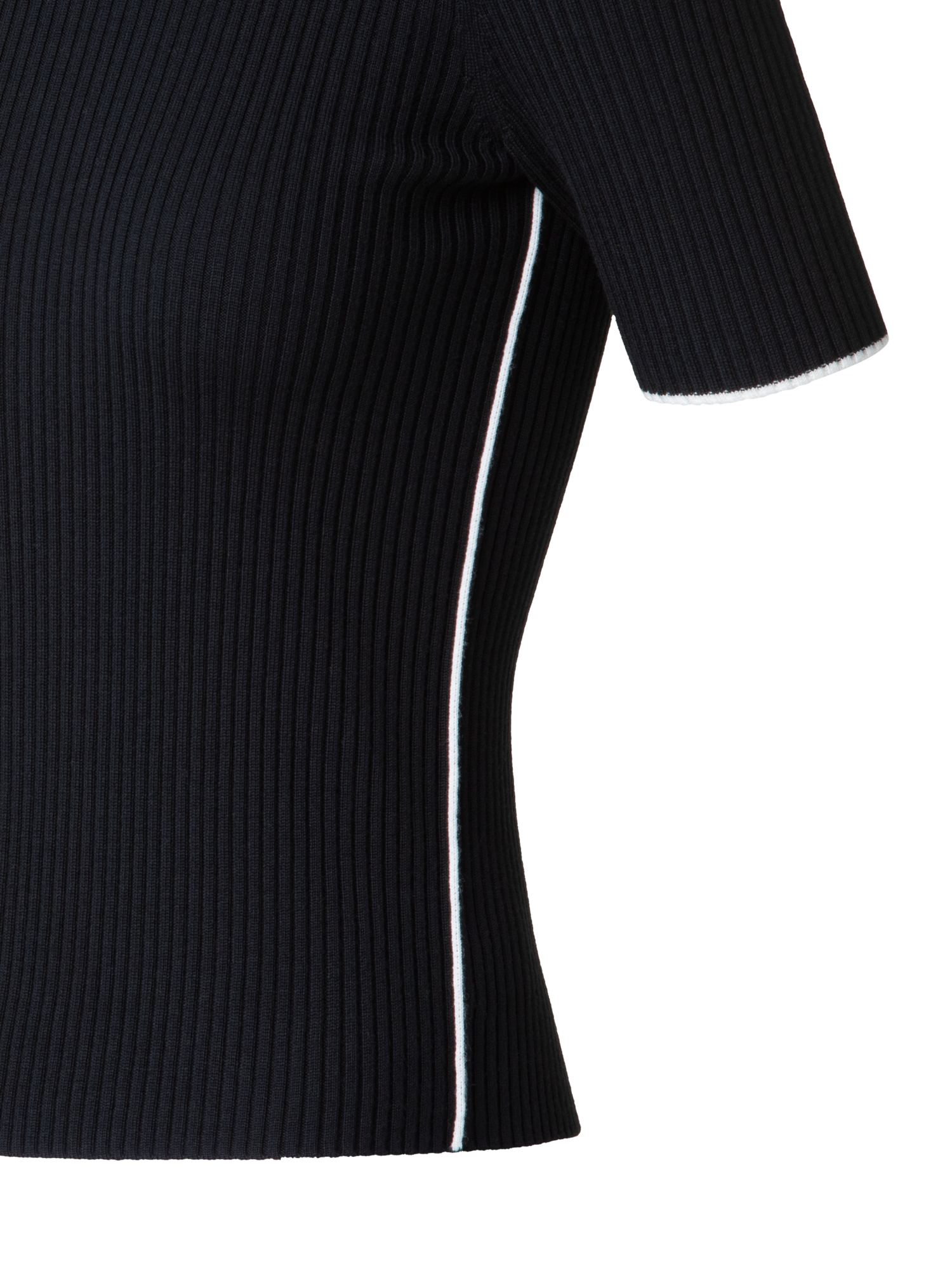 Designer Kurzarmpullover aus Virgin Wool - Schwarz