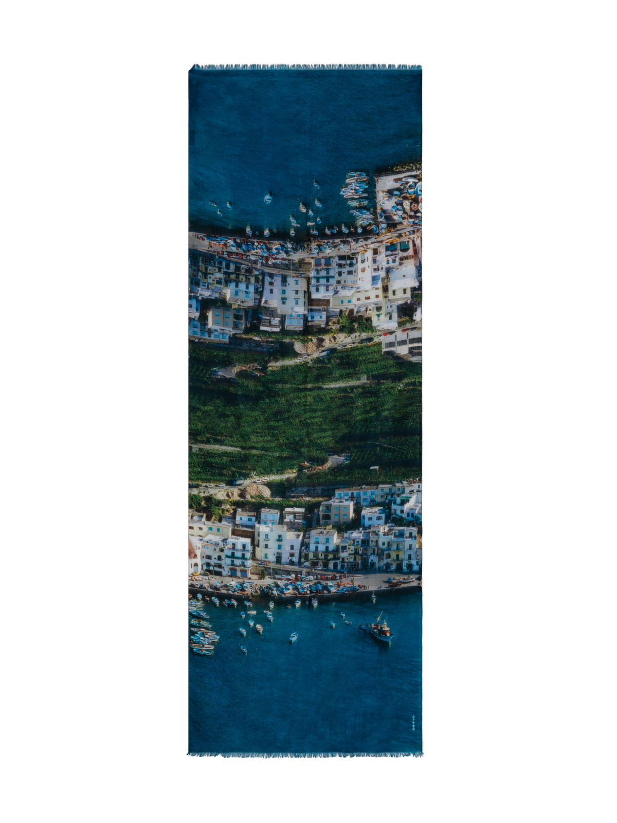 Designer Kaschmirseidenschal mit Marina Grande Druck - Blau - Bunt