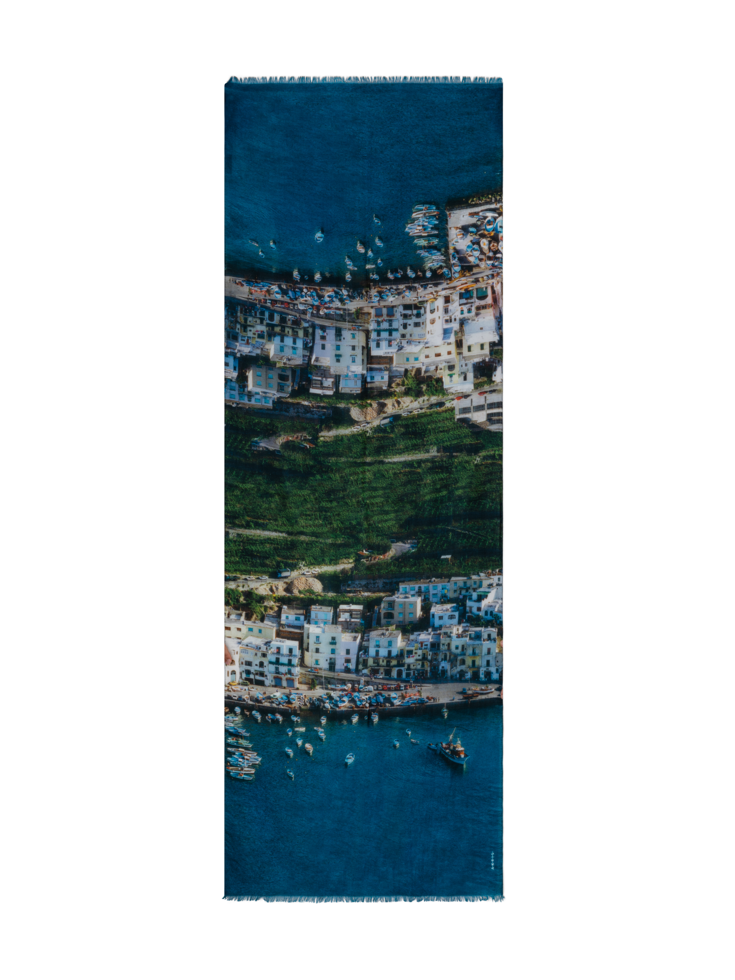 Designer Kaschmirseidenschal mit Marina Grande Druck - Blau - Bunt