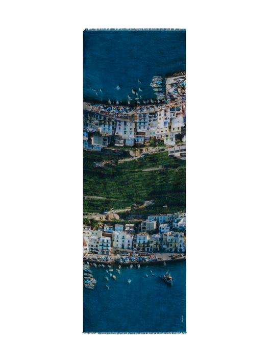 Designer Kaschmirseidenschal mit Marina Grande Druck - Blau - Bunt