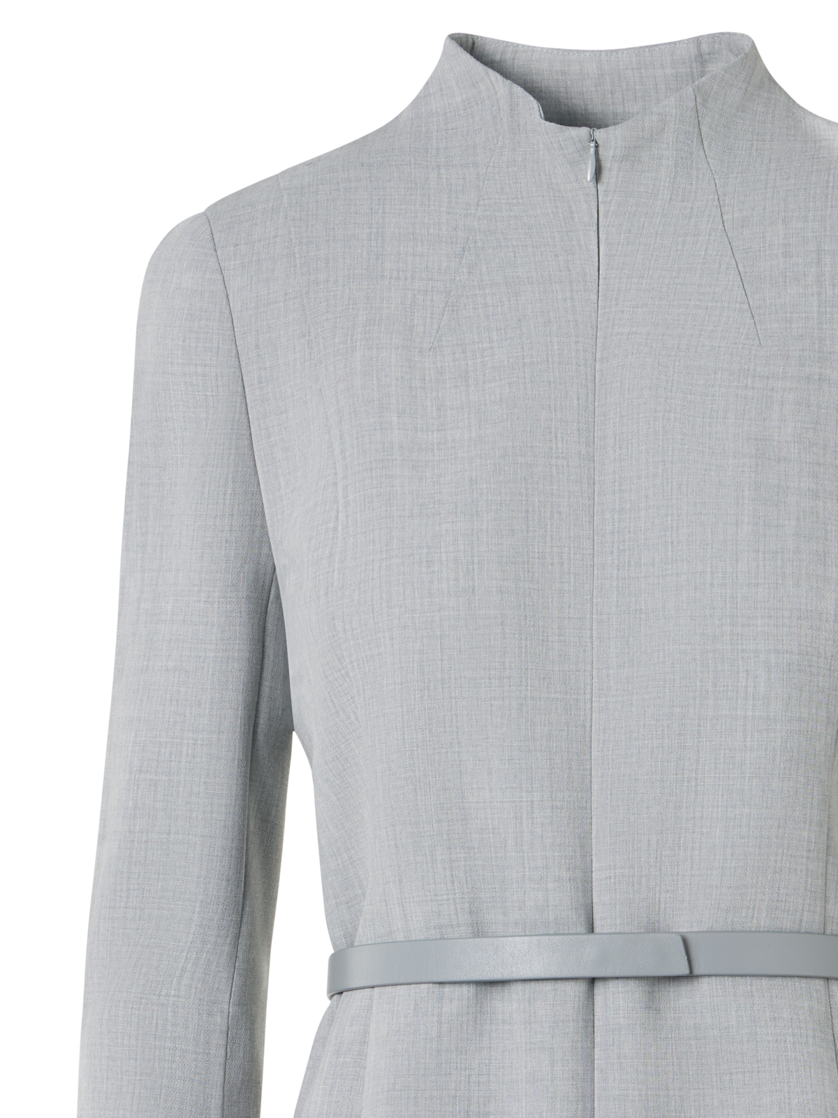 Designer Etuikleid aus Woll-Doubleface mit Stehkragen - Grau