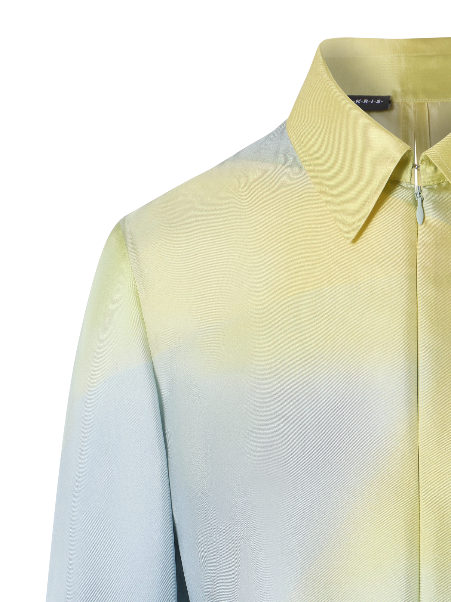 Designer Tunika-Bluse aus Seidentwill mit Sonnenstrahlen-Print - Blau - Bunt