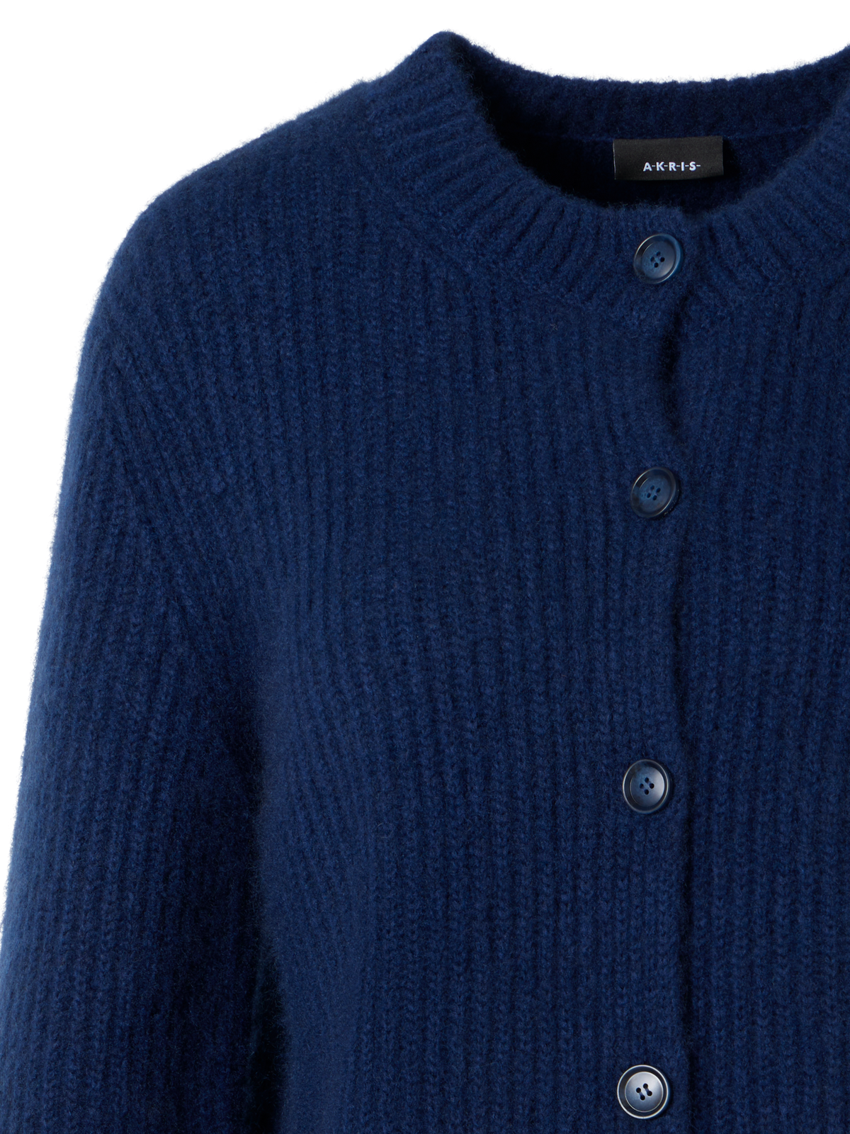 Designer Langärmelige Strickjacke aus Kaschmir-Seide - Blau