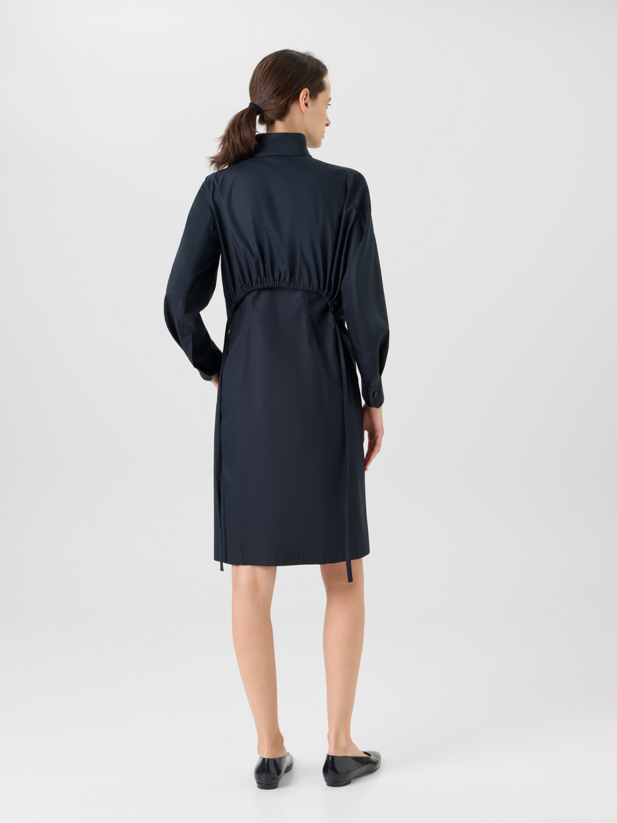 Designer Hemdblusenkleid aus Baumwoll-Gabardine - Schwarz #editorial