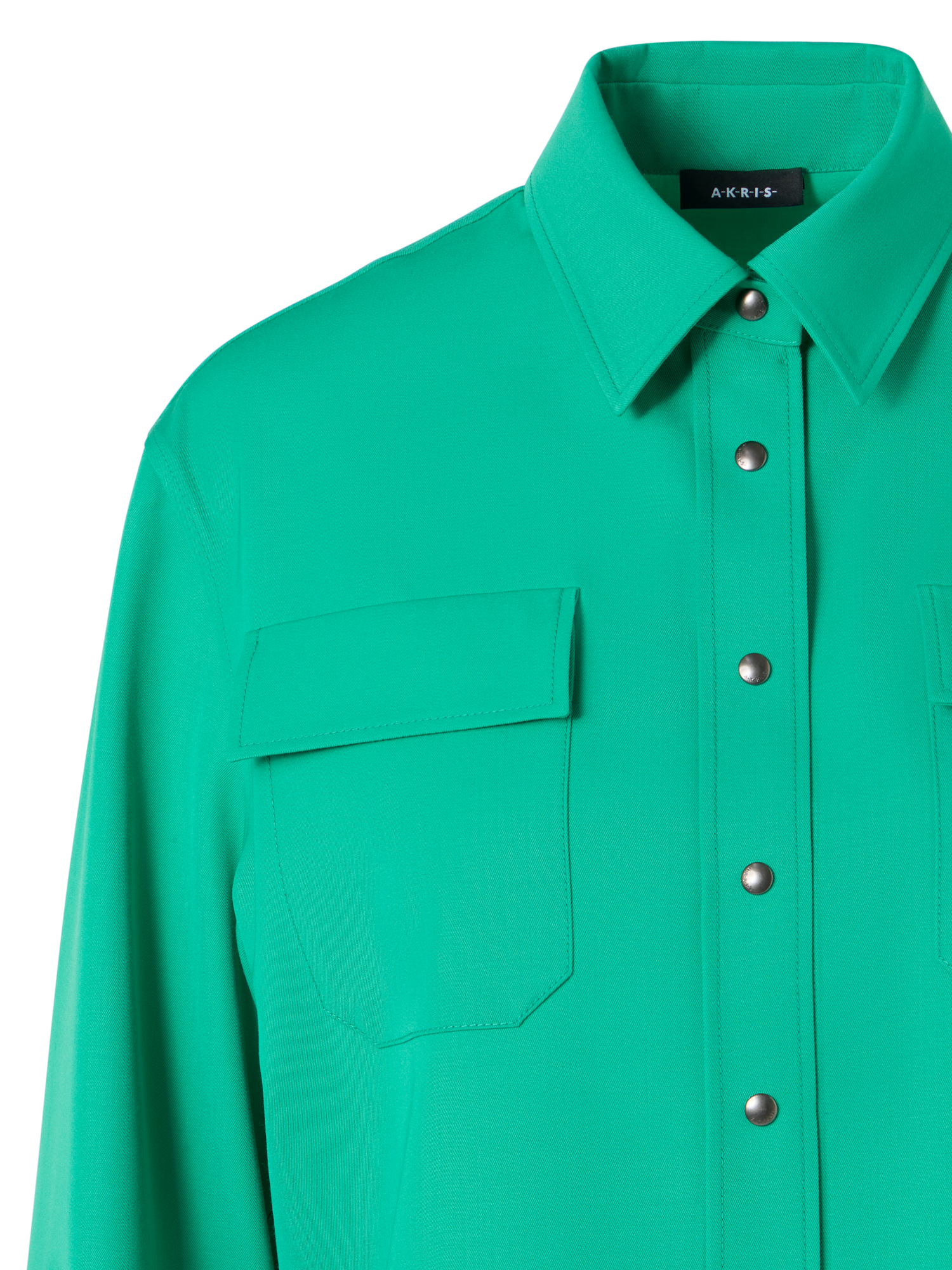 Designer Bluse aus Wollgabardine - Grün