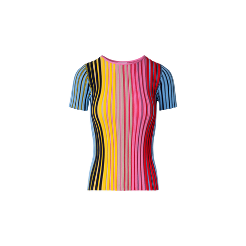 Merino Wool Top with Rainbow Rib