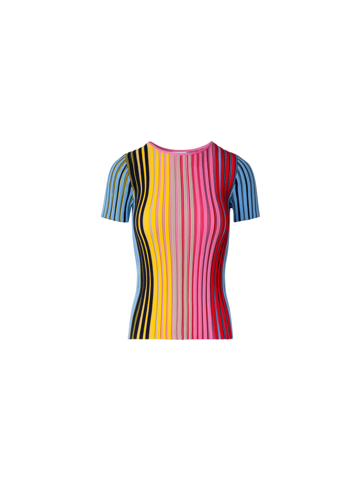 Designer Merino-Oberteil mit Regenbogenripp - Bunt